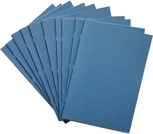Rhino A4 Exercise Books, 80-Page / 15mm Lined Paper Notebook, 10-Pack, Office & School Stationery Supplies, Light Blue