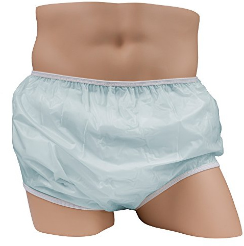 LeakMaster Adult Pull-On Vinyl Plastic Pants - Soft, Quiet and Form Fitting Incontinence Waterproof Diaper Covers for Adults - Blue, Large Fits 36-42 Inch Waist