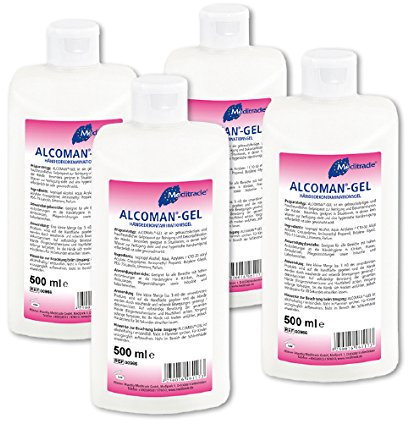 Meditrade Alcoman-Gel 4 x 500 ml Flasche Händedekontaminationsgel