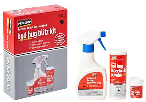 Pest-Stop Bed Bug Blitz Kit – 300ml Spray, 100g Powder & 11g Fumer – Multi-Action Indoor Bed Bug Control – Long-Lasting Protection