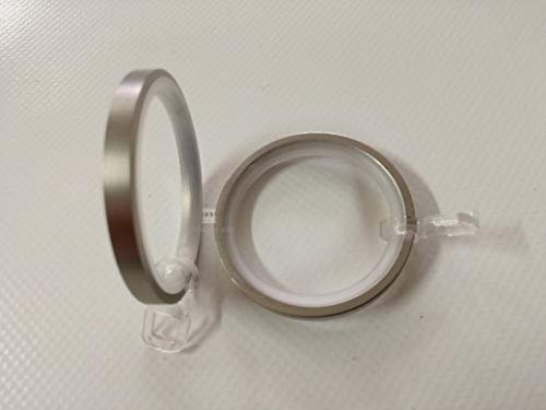 Anelli Tondi IN Ferro da 43 MM per bastone Tenda Diametro 20 MM, finitura Nichel Satinato e Acciao Cromato, CONFEZIONE 10 PEZZI. (NICHEL SATINATO)