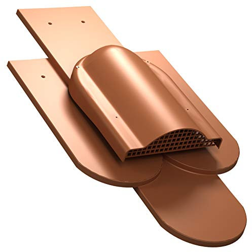 Parotec Flachlüfter für Doppeldeckung aus Biberschwanzziegel Dachfläche Entlüfter für Keramische Dachziegel Komplett mit Abdeckungspfanne Lüftungsziegel Robust und Langlebig (RAL 8004 - Ziegelrot)