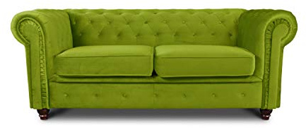 Sofnet - Sofa Chesterfield Asti 2-Sitzer (Hellgrün, Velvet 75) | Couchgarnitur, Polstersofa, Glamour Design, Veloursstoff, Holzfüße, komfortabel für Wohnzimmer