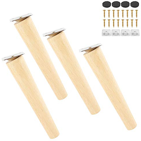 JTWEB 4 Stück Holz Möbelfüße, Schrägfuß 20cm, Eiche, Lackiert, für Sofa, Bett, Schrank, Couch, Couchtisch, TV-Schrank, Kleiderschrank, Büromöbel, 8cm/15cm/20cm, mit Montageplatten & Schrauben