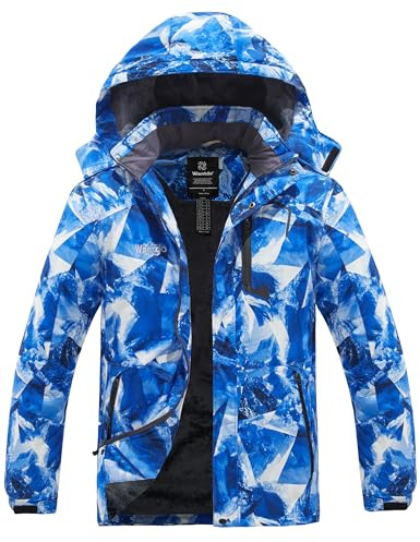 wantdo Men's Winter Mountain Waterproof Ski Coats Windproof Jacket Blue Mountain Flora XL