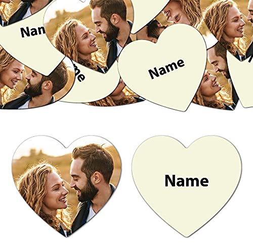 Goodtimes Foto-Konfetti Beidseitig Personalisierbar Foto Name Herz 2,5cm Dekoration für Hochzeit Geburtstag Partys 300 Stück Creme