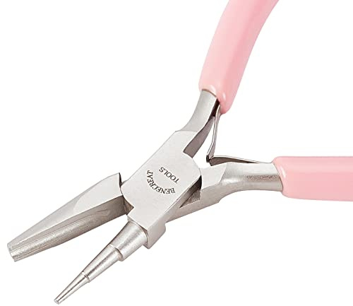 BENECREAT Rosa 3 Stufige Drahtschleifenzange, Konkave Zange von 1.5 mm Bis 5.5 mm, 3-in-1 Drahtbiege, Präzisionszange Wickelformbiegewerkzeuge Für Die DIY-Schmuckherstellung
