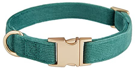 YUDOTE Ultraweiches Hundehalsband natürliche Baumwolle Cord für Kleine Hunde mit empfindlicher Haut,Grün