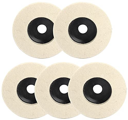 SI FANG 100mm Wool Polishing Wheel Disc Angle Grinder Attachments, 4inch Fine Felt Buffing Wheel Pads, Compound Polishing Ceramic Glass Stainless Steel Metal Mirror Polishing Remove Scratches (5Pcs)