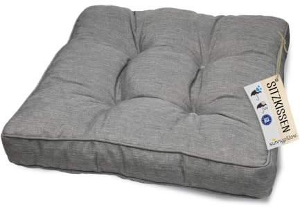 sunnypillow Coussin de Jardin pour Chaise Fauteuil Rotin - Galette de Chaise Anti UV - Extérieur Impermeable – Coussin de Sol idéal pour Balcon, Terrasse - 50 x 50 x 10 cm - Gris