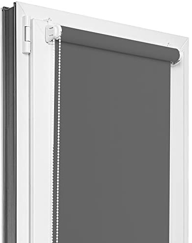 Estika Verdunklungsrollo ohne Bohren - Stoffbreite 50 cm x 120 cm - Graphit - 6 Stofffarben, Rollos für Fenster ohne Bohren, Klemmfix-Rollos für Fenster innen