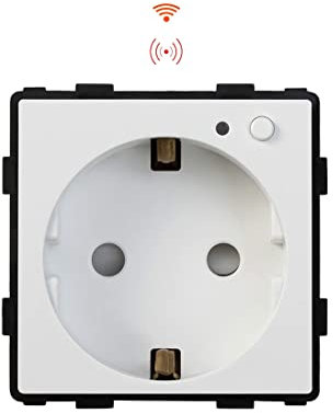 Luxus-Time Wippschalter Lichtschalter Steckdosen mit Aluminium Rahmen Komplettset für Unterputzdose UP Schuko Wipp Wandschalter Einbau Kippschalter (Modul: WiFi+Funk Steckdose)
