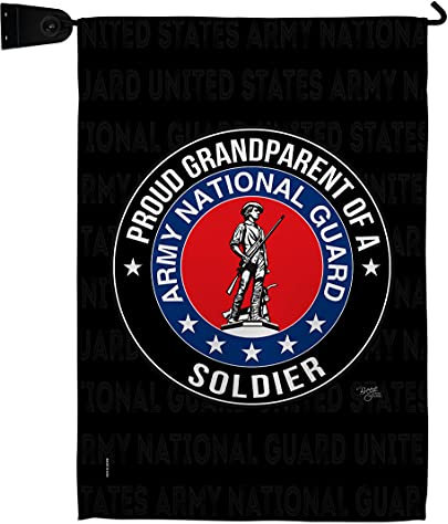 Army Orgoglioso Nonno Soldato Bandiera Giardino - Set Cassetta delle Poste Gancio Forze Armate Guardia Nazionale ANG United State American Military Veterinario 32cm*48cm
