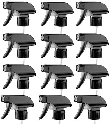 ciciTree 12pieces Heavy Duty Chemical Resistant Trigger Sprayer Spray Bottle Nozzle Head Black