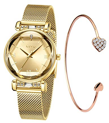 CIVO Damenuhr Armreif Wasserdicht Armbanduhr Damen Gold Edelstahl Mode Kleid Elegant Beiläufig Designer Quarzuhr