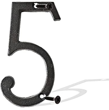 Hausnummern aus Gusseisen, 14 cm, Briefkastennummern, solide Hausadressnummern, Plakette, Zahlen für drinnen und draußen, für DIY-Projekte, hängende Wandschild, Buchstaben, Dekoration, Nummer 5