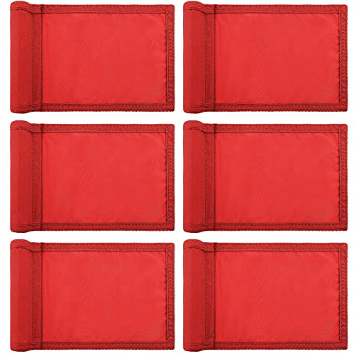 Oudain 6 Pcs Golf Flag Golf Target Flag with Tube Inserted Waterproof Putting Golf Flags 420D Nylon Mini Pin Flags for Yard Indoor Outdoor Backyard Garden Portable Golf Flag, 8 x 6 Inch (Red)