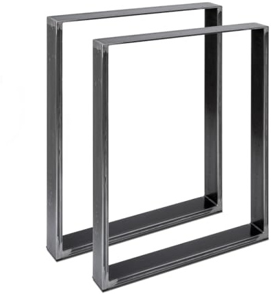 Magnetic Mobel 2 x Tischbeine aus Metall für Schreibtisch Esstisch, Möbelfüße Tischgestell Tischuntergestell Tischkufen (Rohstahl mit Klarlack| Profil 8x2 cm, 70x72 cm)
