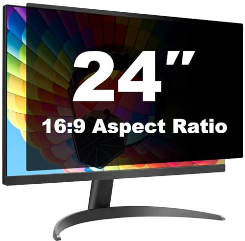 Pozlle Protector de privacidad de pantalla de computadora de 24 pulgadas para monitor de escritorio de pantalla ancha de 16:9, filtros de privacidad de luz azul antirreflejos y película protectora de