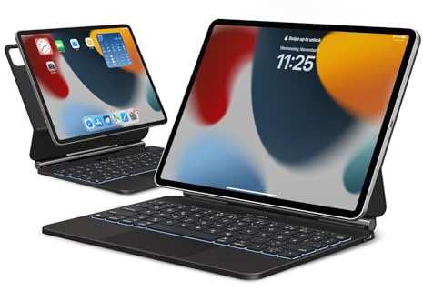 APPS2Car iPad Air-tangentbord, Magic Keyboard för iPad Pro 11 tum (1:2, 3:a, 4:e generationen) och Air (4,5:e generationen), flytande stativ med styrplatta tangentbord med tangentbordsbelysning