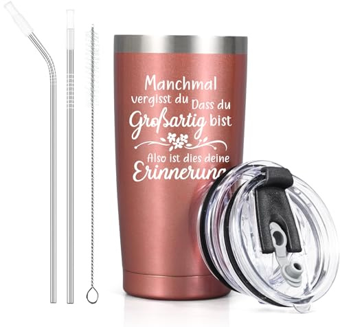 Livole Geschenke für Frauen, Sie, Freundinnen Geburtstagsgeschenk Frau, Beste Freundin Besonderes Geschenk - Manchmal Vergisst Du, Dass Du Großartig Bist - 20oz 600ml Doppelwandig Thermobecher to go