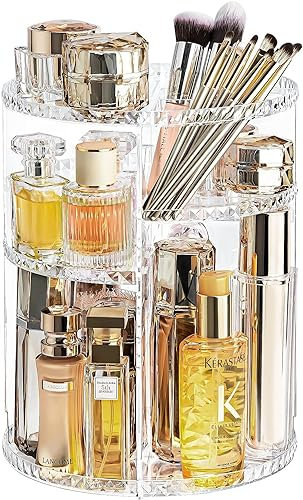 KAHEIGN Make Up Kosmetik Organizer, 360° Drehbar Makeup Organizer Aufbewahrung Kosmetikbox, Acryl Transparent Schmink Organizer, 8 Schichten Große Kapazität Makeup Organizer für Mädels, Frauen