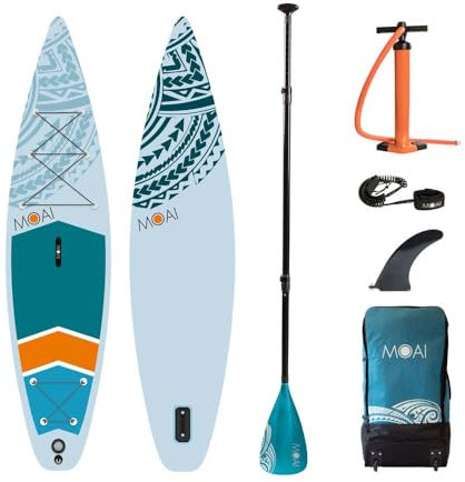 Campsup SUP Moai 11'6 Touring Aufblasbares Stand Up Paddle Board | 350 x 78 x 15 cm | Surfboard für Einsteiger & Fortgeschrittene mit zubehör | Tragkraft bis 110 Kg
