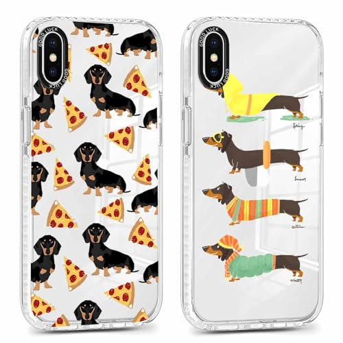 Xylota 2 Stück Transparent Handyhülle für iPhone X/iPhone XS 5,8 Hülle, Durchsichtig Case mit Muster Niedlich Hund Mädchen Schutzhülle, Weich Silikon Dünn TPU Bumper Stoßfeste Cover für iPhone X