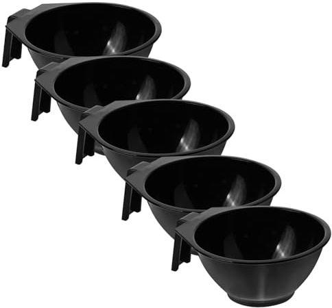 Baluue Ciotola Tinta Chioma e Miscelazione Tintura Facile in Plastico Nero Set 5pezzi Robusta e Portatile per Uso Professionale