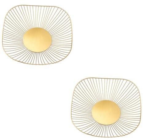 Garneck 2 Cestas De Frutas Tipo Nido De Alambre De Hierro Para Frutero Accesorio De Cocina Con Forma De Verdura Acabado Dorado.