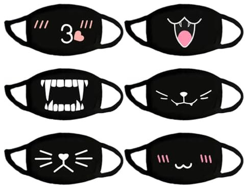 Paquete De 6 Máscaras Lindas, Máscaras Antipolvo, Máscaras De Patrones Creativos, Máscaras Protectoras, Máscaras De Dibujos Animados, Máscaras Reutilizables