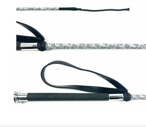 JA Horse EISBERG Dressurgerte Dressurpeitsche Reitgerte Dressur Reiten Gerten mit Silberoptik und Drehschlaufe 110 cm