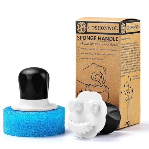 Sponge Hub Handle for Scrub Daddy Sponges | Ergonomic Palm Brush Holder for Oven, Stove, Bathroom – 2 Pack (Sponges Not Included) | Brush Holder for Oven, Stove, Bathroom – 2 Pack (Sponges Not Included)