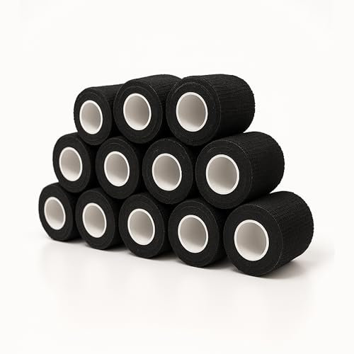 Vetmarkt24 - Selbstklebender Verband für Tiere (12 Stück - 5 cm breit und 450 cm lang) - einzeln verpackt (Schwarz)