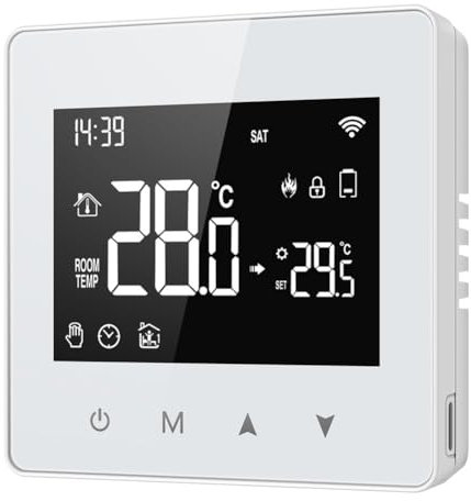 Fuhjythy Thermostat Intelligent ZigBee Tuya pour Maison Connectée, Fonctionnant à Piles, pour Chaudière à Gaz. Compatible avec les Assistants Vocaux, Facile à Installer et