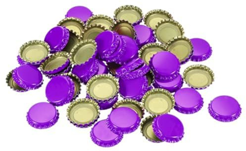 Qerwsdty 160 Stück Kronkorken zum Basteln, 2,5 cm Dekorative Bierflaschenverschlüsse Aus Metall, Große Menge, Abgeflachter Anhänger für Heimwerkerarbeiten, Lila