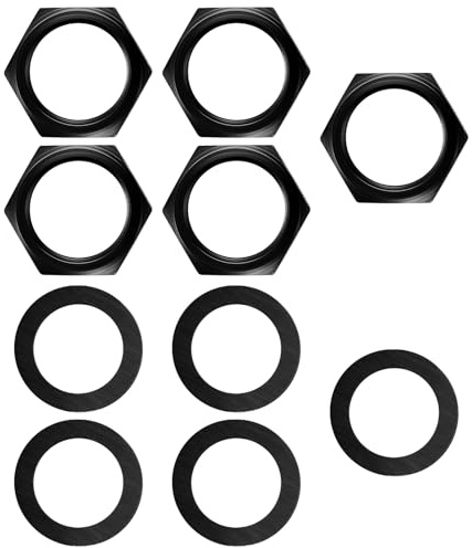 5 Set Jack Socket Nut with Washer, Guitar Nuts and Washers, 3/8 Guitar Input Output Jack Socket Nut and Washer, Guitar/Bass Jack Nuts and Washers Black for Guitar Bass