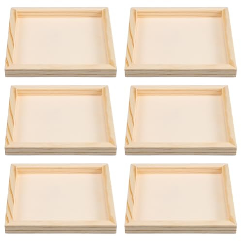 NOLITOY 6 Stück Holztablett Quadratisch 12X12cm Puzzle-spielzeugschalen für Jungen Und Mädchen Puzzle-tabletts Stapelbare Schreibtisch-tabletts Hexaeder-mal-organizer
