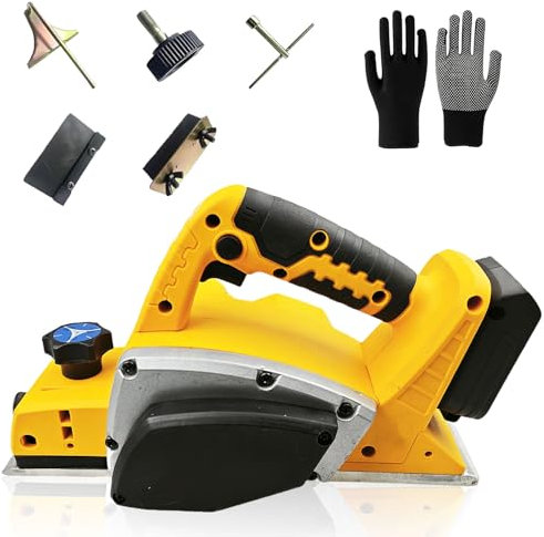 Cordless Handheld Planer for Dewalt 20V Battery, 15000 RPM Power Electric Planer Wood 82MM Cut Width 2MM Depth Brushless Thicknesser Planer for Wood Chamfer Carpenter Home DIY Woodworking(No Battery)