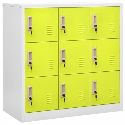 Gecheer Schließfachschrank Metallschrank Lagerschrank Aktenschrank Fächerschrank Spindschrank Spind Umkleideschrank Spint Hellgrau und Grün 90x45x92,5 cm Stahl/ 336443