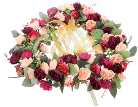 ULTECHNOVO ghirlanda di fiori artificiali arredamento casa ghirlanda di fiore di seta ghirlande di rose per la decorazione decorazioni a cuore per la casa corone funebri accessori in plastica