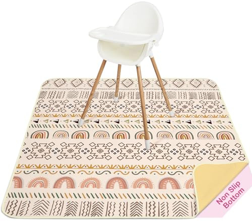 Unicorn Castle Hochstuhl Bodenmatte 107x117cm, wasserdichte Spritzmatte | Rutschfeste Spritzmatte für unter den Hochstuhl, waschbar. Ideal für Beikost, Malen und Picknicks im Freien