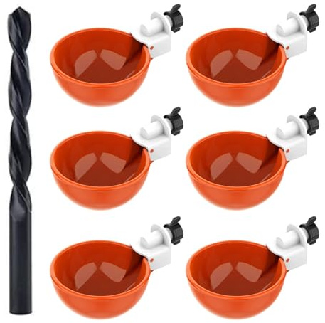 Biglumin 6-teilige Automatische Hühnertränke mit Bohrer, Tränke für Hühner, Automatischer Trinkwassernapf für Geflügel für Hühner, Ente, Truthahn, Taube