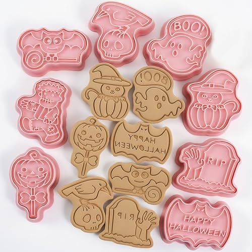 8 Stück Halloween Keksausstecher Set 3D Fondant Plätzchen Ausstechformen Niedlich Backzubehör für Halloween Deko, Kekse & Cookies