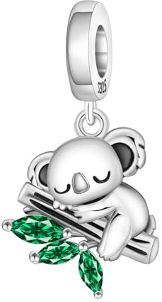 NUJIFFY Ciondoli di animali carini Ciondolo di ciondoli in argento sterling 925 per bracciale Ciondoli di orsi per regalo di gioielli da donna (Koala Bead Charms)