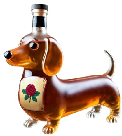 Decantador De Whisky De Vidrio - Botella De Perro (17 X 16,5 X 7 Cm), Recipiente Decorativo Para Vino, Botella De Licor Coleccionable | Exhibición Para Bar En Restaurantes, Decoración De Mes