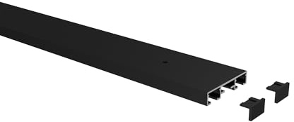 INTERDECO Gardinenschiene, Vorhangschiene und Deckenschiene 2-läufig aus Aluminium, flache Objektschiene, Schwarz, vorgebohrt, zur einfachen Deckenmontage, Typ 15201200, 100 cm
