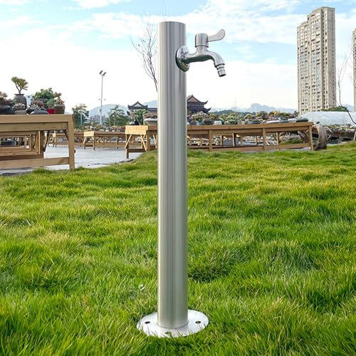 Fontaine de jardin d'extérieur en acier inoxydable 304, colonne de robinet moderne en acier inoxydable 304, fontaine décorative pour jardin, 60 x 6 cm