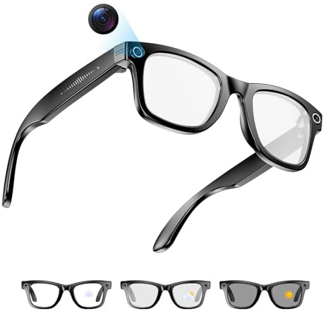 Tulbeys AI Smart Glasses 4K HD-Kamera, 290 mAh, 800 W Kamera-Brille mit Videoaufzeichnung, Simultanübersetzung/GPT-Objektidentifizierung,Photochromic Lenses