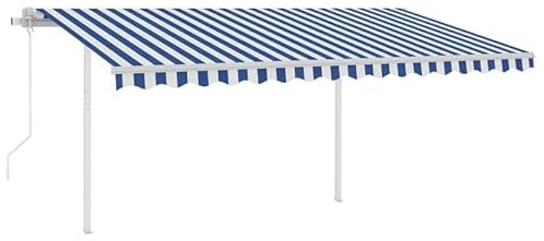 Automatische Markise 4x3,5 m blau weiß für Terrasse und Garten – Pulverbeschichtetes Aluminium, Eisen und 100% Polyester Stoff mit PU-Beschichtung – Einziehbar und Wetterbeständig